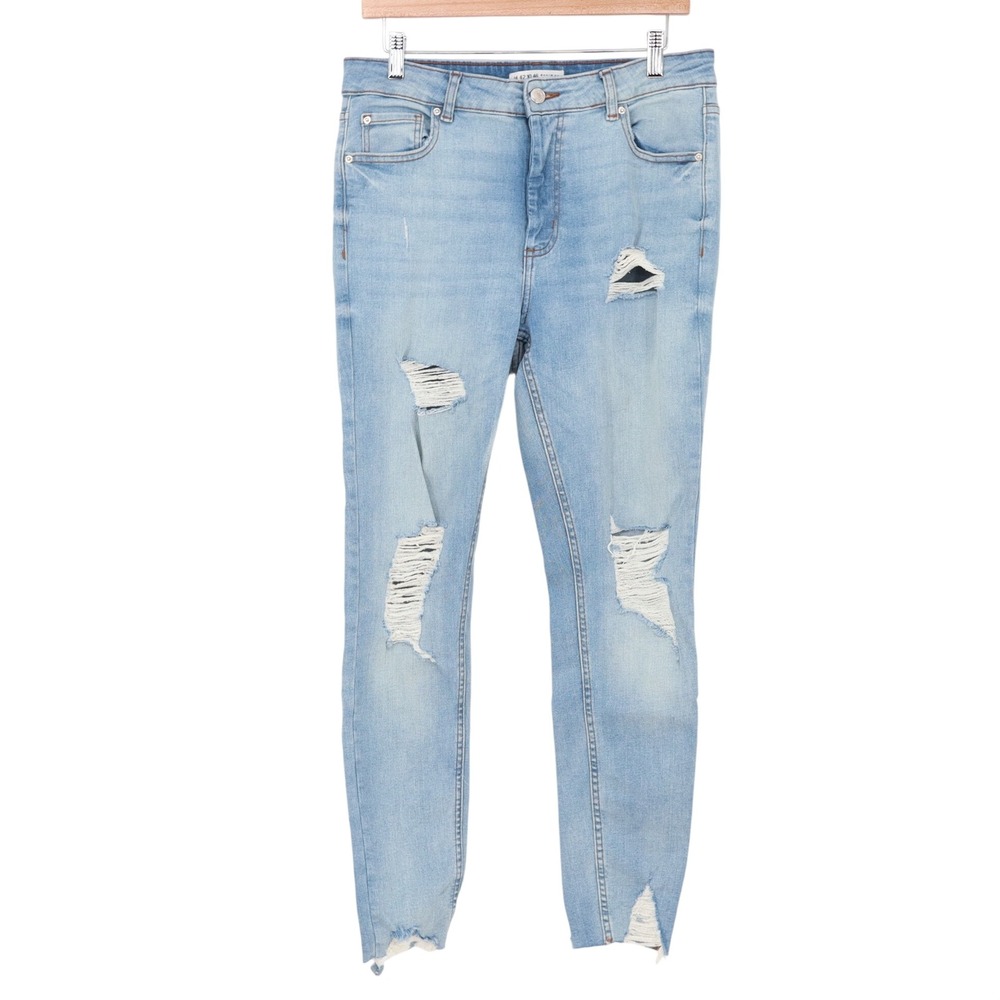 Primark Jeans Womens 10 Denim Co Skinny Light Blue Distressed Ripped Excellent